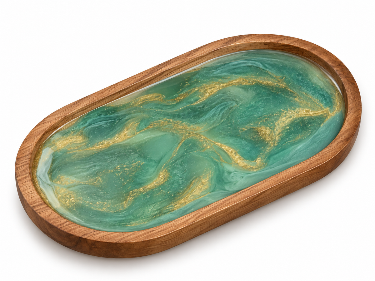 Oval Wooden Resin Tray