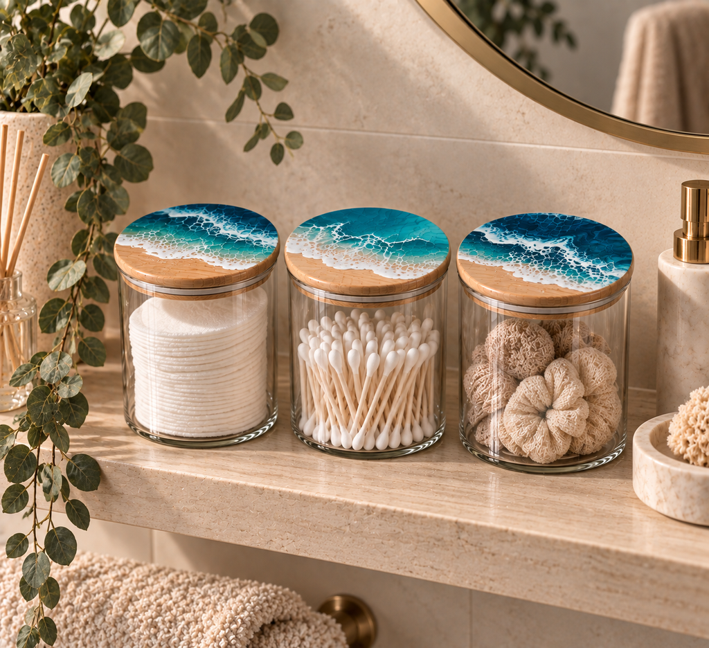 Ocean Wave Resin Storage Jars