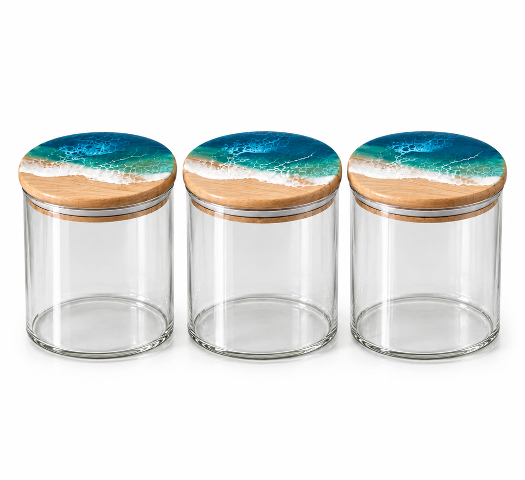Ocean Wave Resin Storage Jars