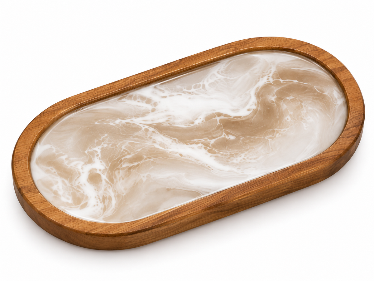 Oval Wooden Resin Tray