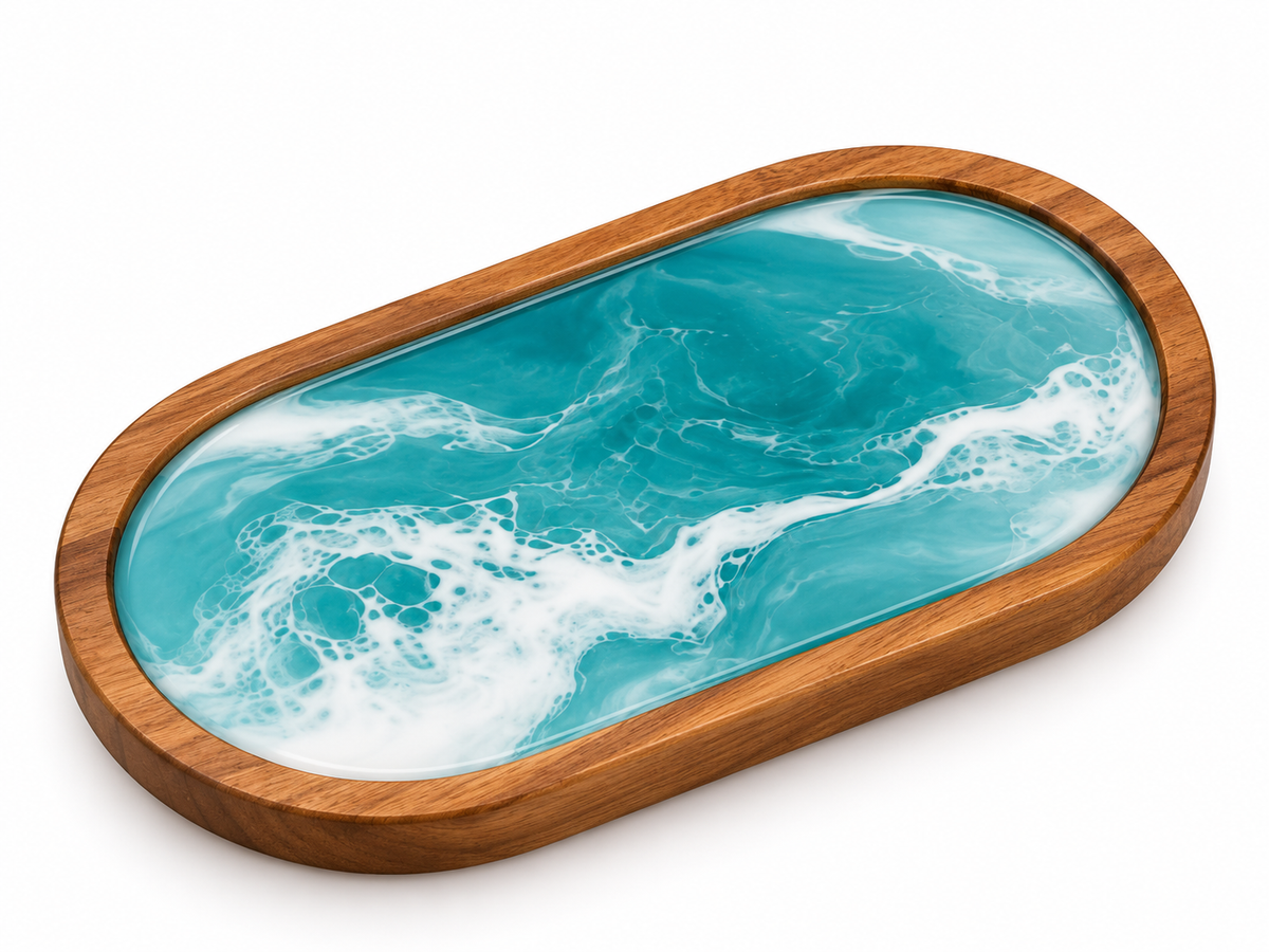 Oval Wooden Resin Tray