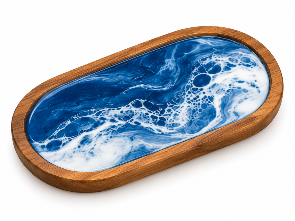 Oval Wooden Resin Tray