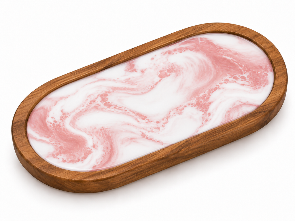 Oval Wooden Resin Tray