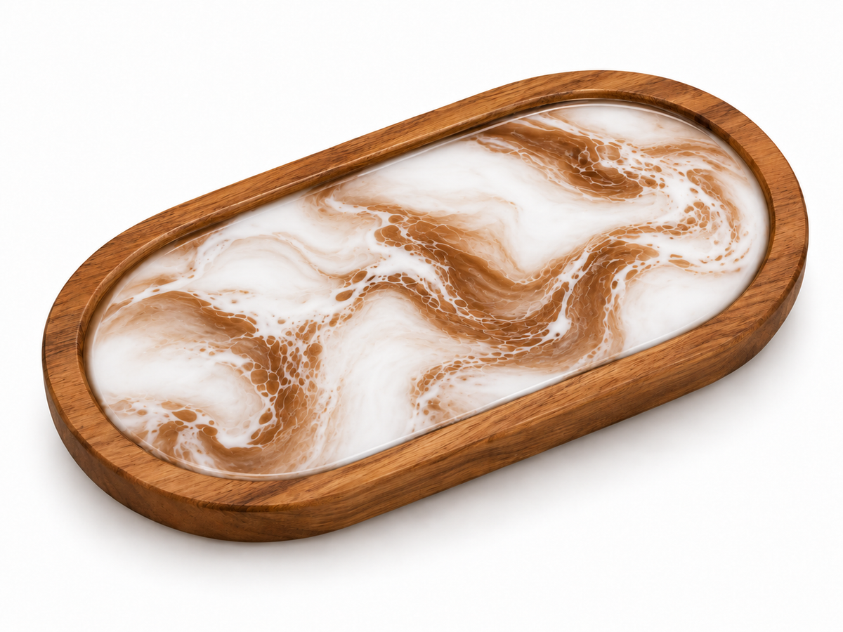 Oval Wooden Resin Tray
