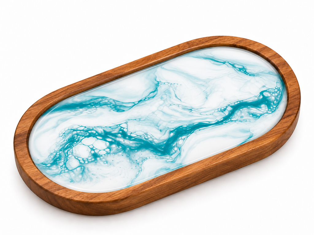 Oval Wooden Resin Tray