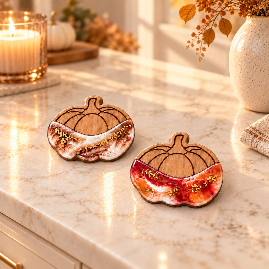 Pumpkin Resin Coasters