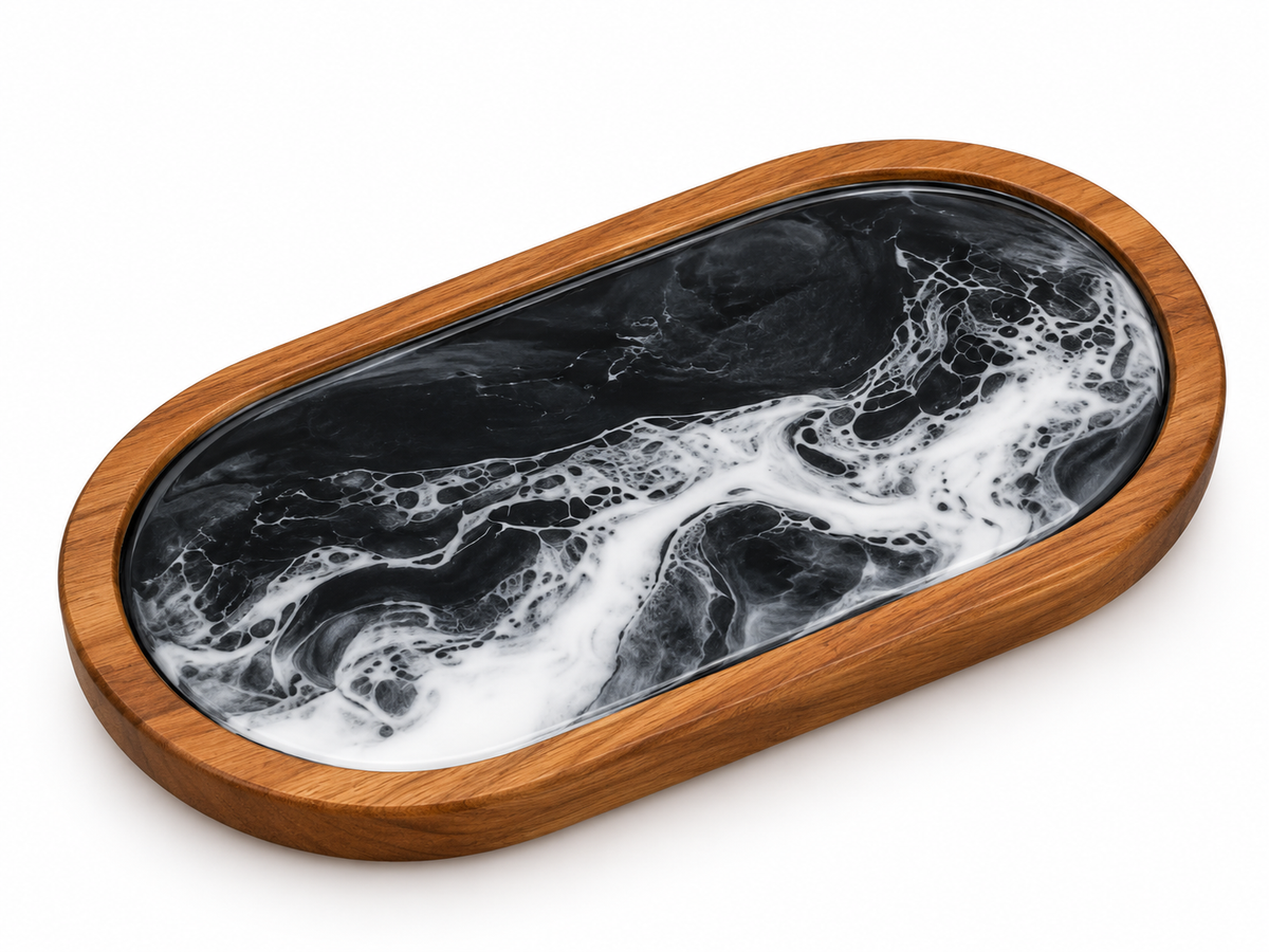 Oval Wooden Resin Tray