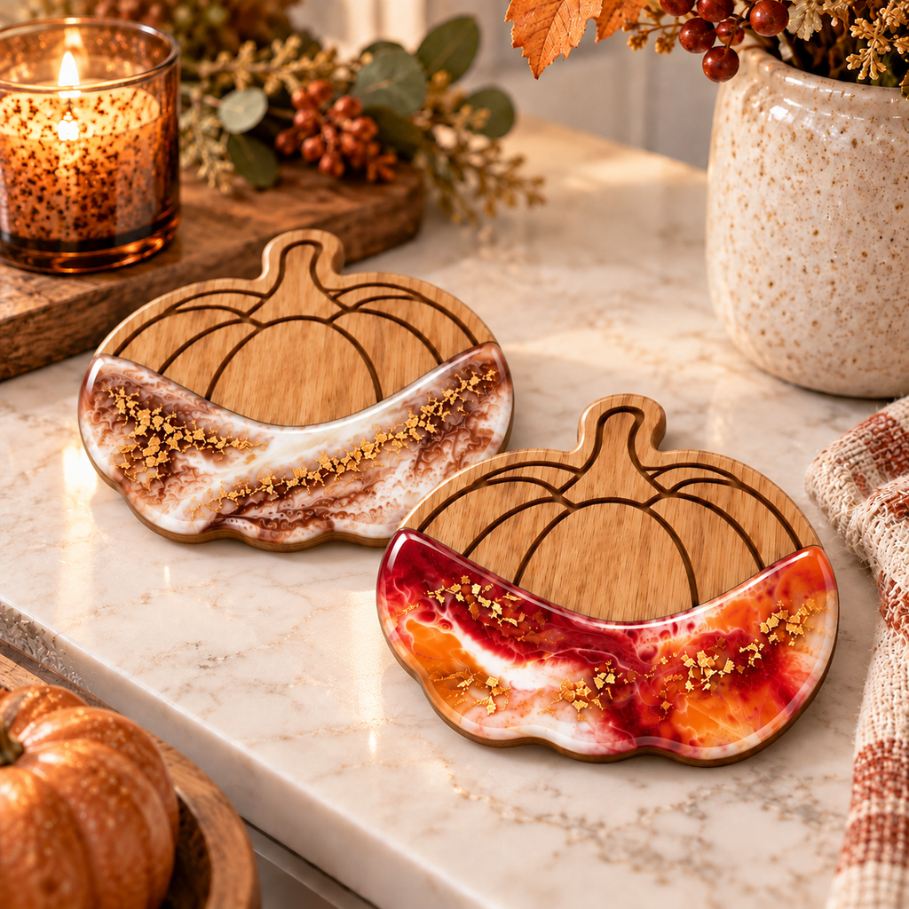 Pumpkin Resin Board & Coaster Set